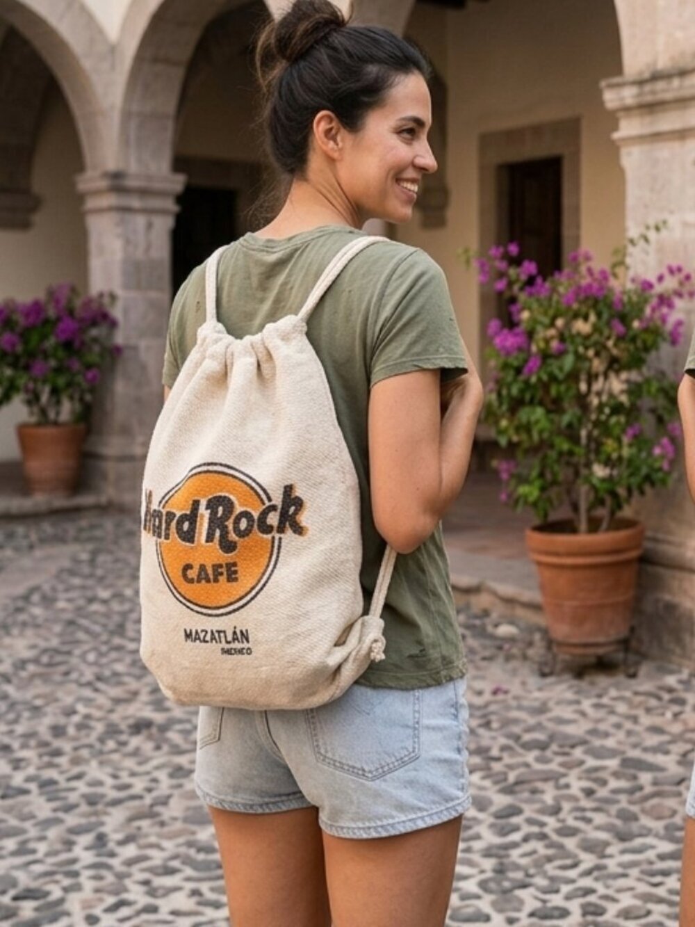 Vintage 90's Hard Rock cafe Mazatlan Mexico Handcrafted Cotton Backpack